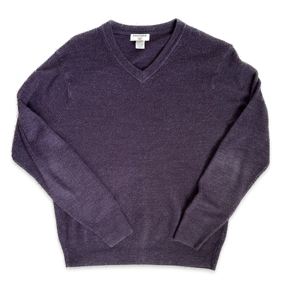 Dockers, purple, v neck sweater, size medium
